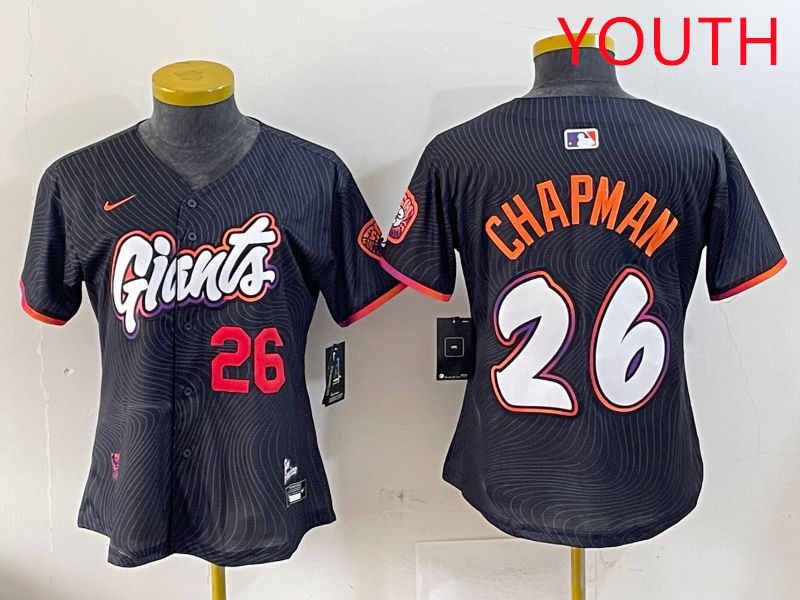 Youth San Francisco Giants #26 Chapman Black Joint Name Nike 2025 MLB Jersey style 4